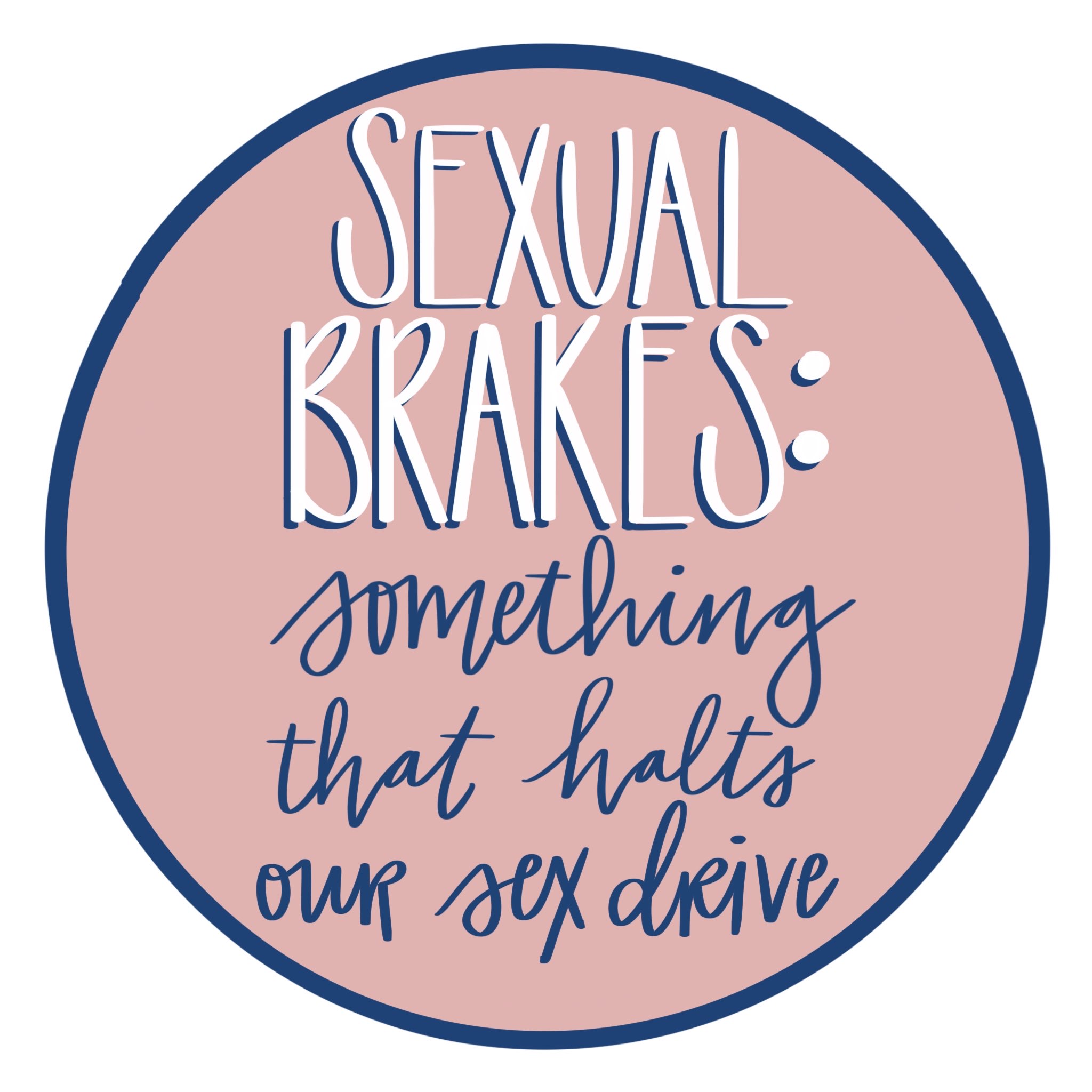 sexual brakes definition against a pink circular background with a blue outline
sex drive libido