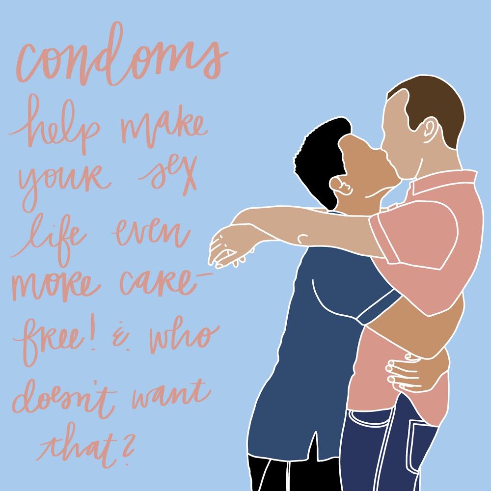 condoms help make your sex life even more care-free who doesn't want that two men kissing