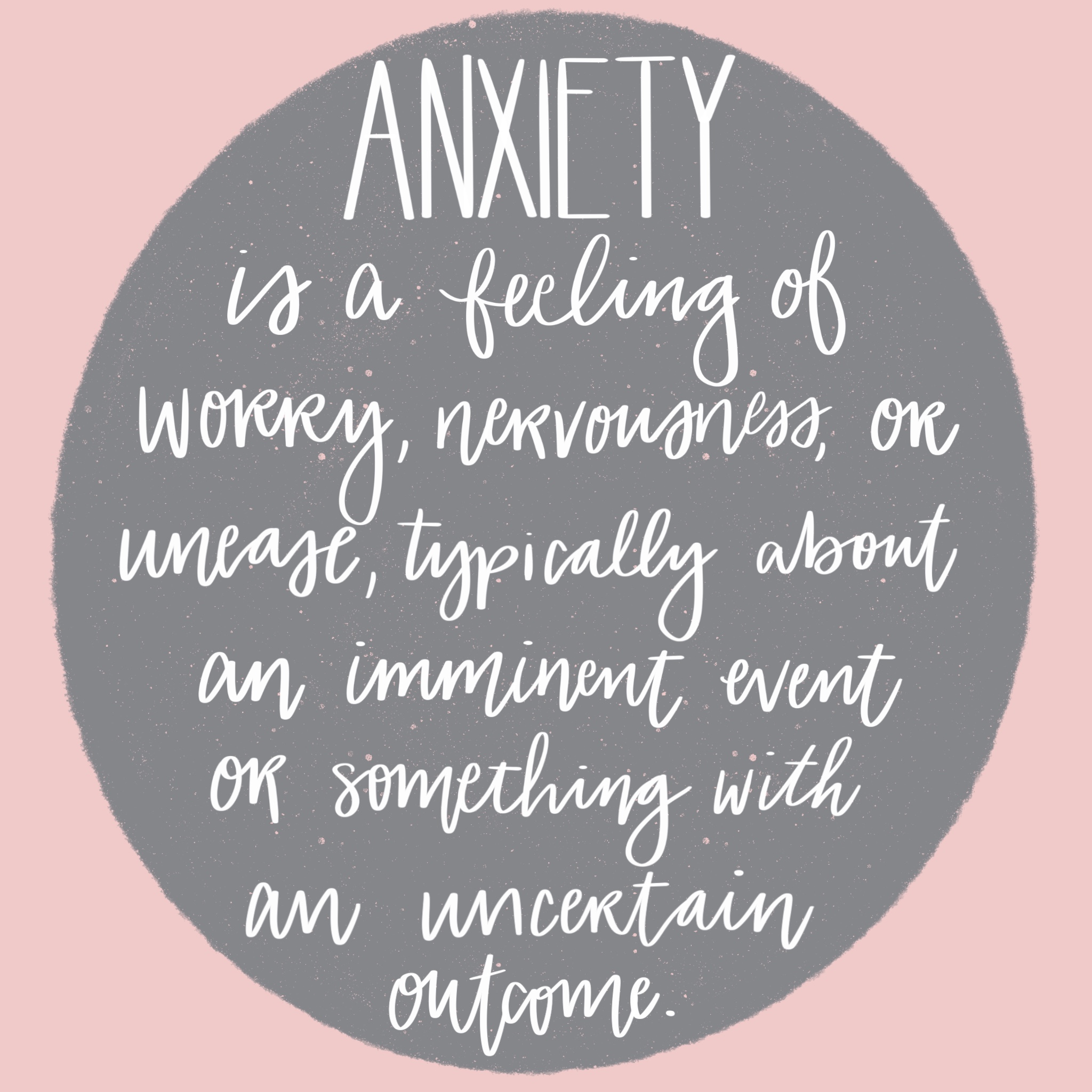 Article quote drawn against a grey circular background with a pink background
anxiety 101